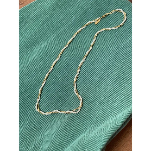 Monella Gold with White Beads Intertwine Necklace - Picture 1 of 4